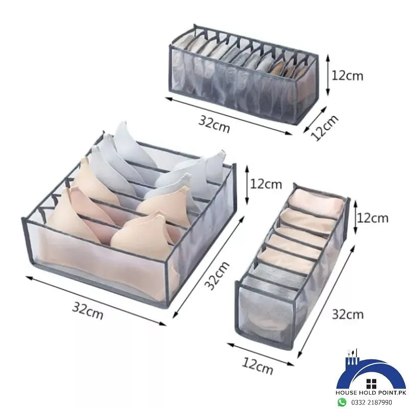 3Pcs Wardrobe Undergarments Organizer Set