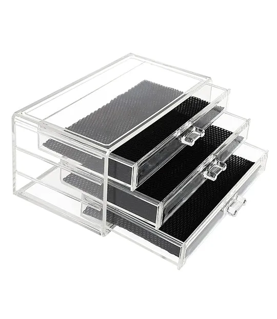 ABOUT SPACE Acrylic Cosmetics Storage Box - 3 Layer Table Top Transparent Jewelry Display Holder