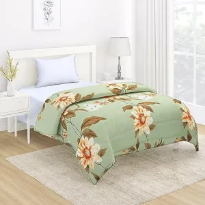 AC Comforter and Bedding Set for Single Bed, Pistachio Green Sunflower