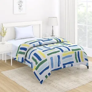 AC Comforter and Bedding Set for Single Bed, White Modern Lines