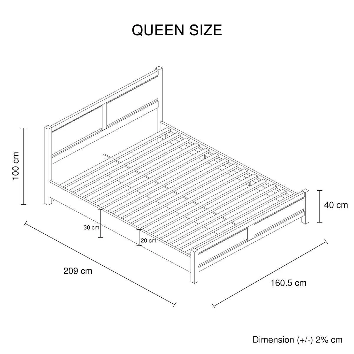 Alice Wooden Queen Bed Base Oak