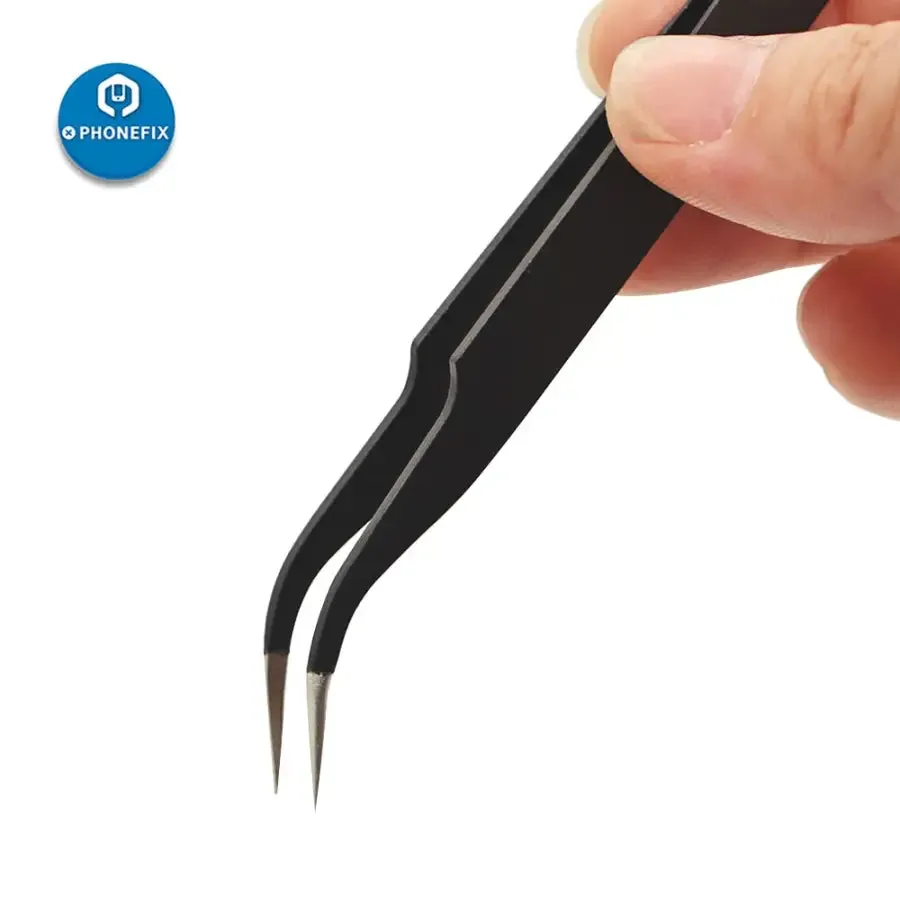 Anti-static Stainless Steel Tweezers Phone Forceps IC Removal Tool