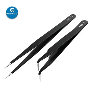 Anti-static Stainless Steel Tweezers Phone Forceps IC Removal Tool