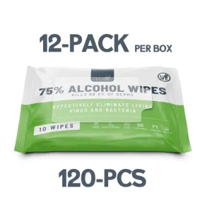 Antibacterial Wipes 75% Medical Alcohol, 12-packs (Total 120 pcs)