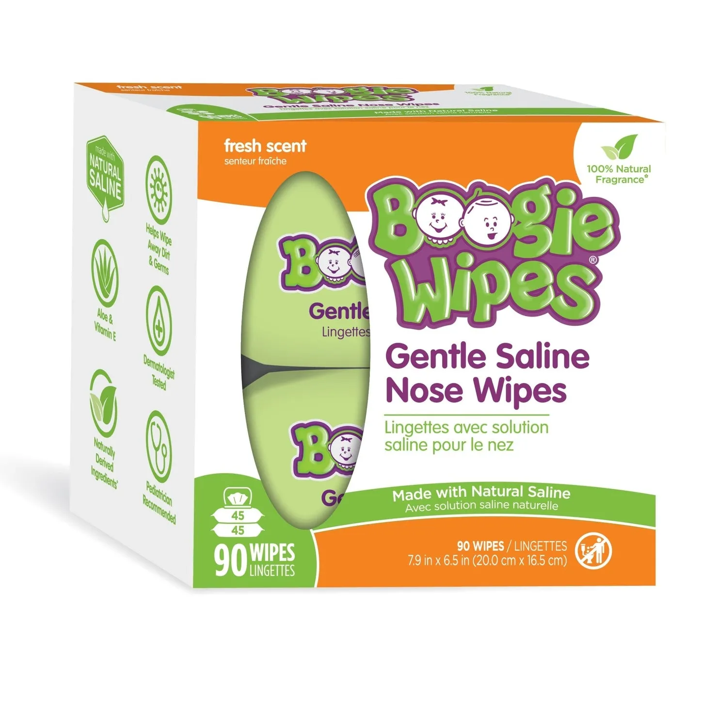 Boogie Wipes Fresh Saline Nose Wipes - 90 Ct