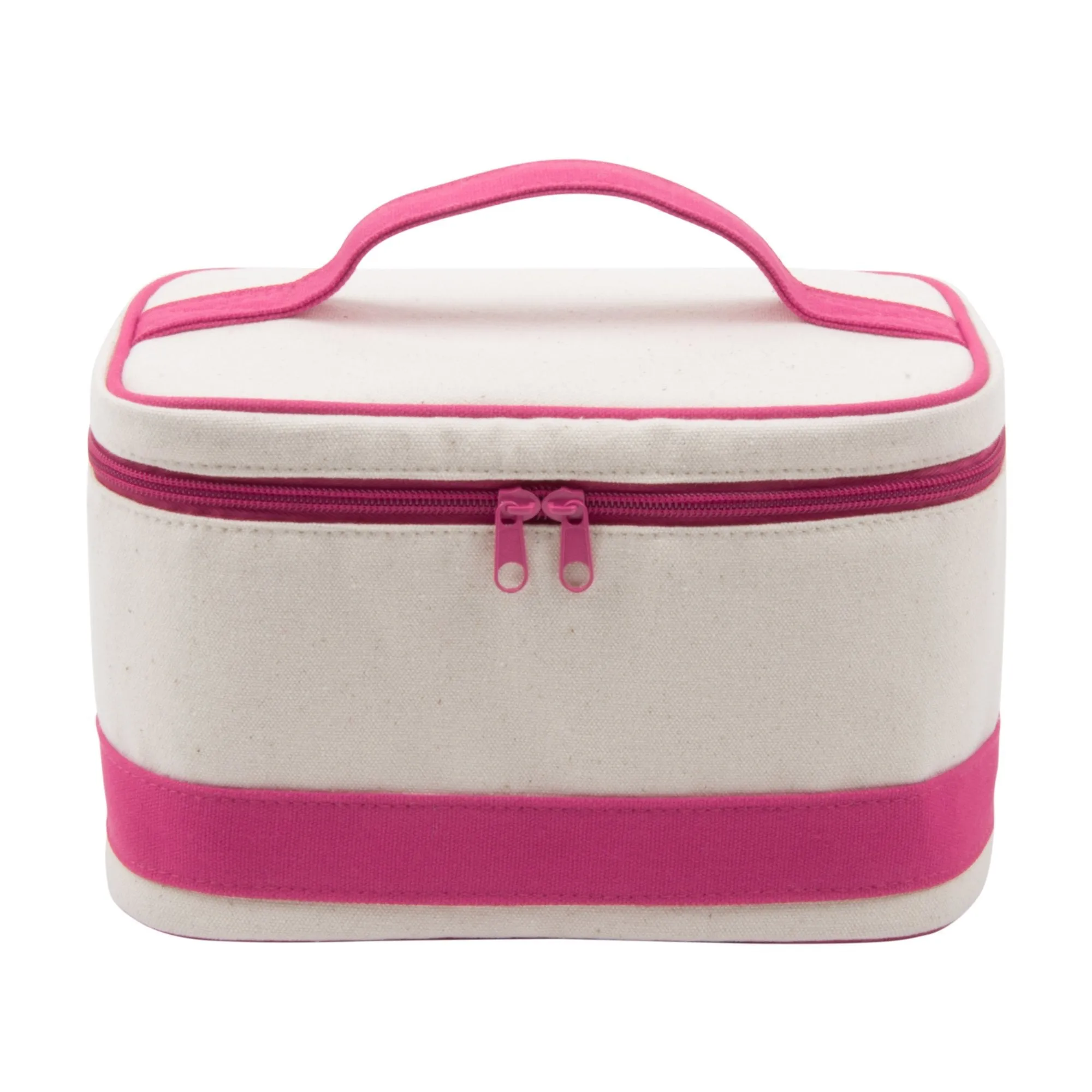 Canvas Train Case Cosmetic Bag