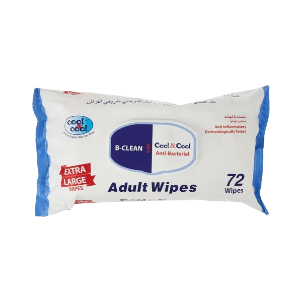 COOL & COOL EXTRA LARGE ADULT WIPES 72PCS