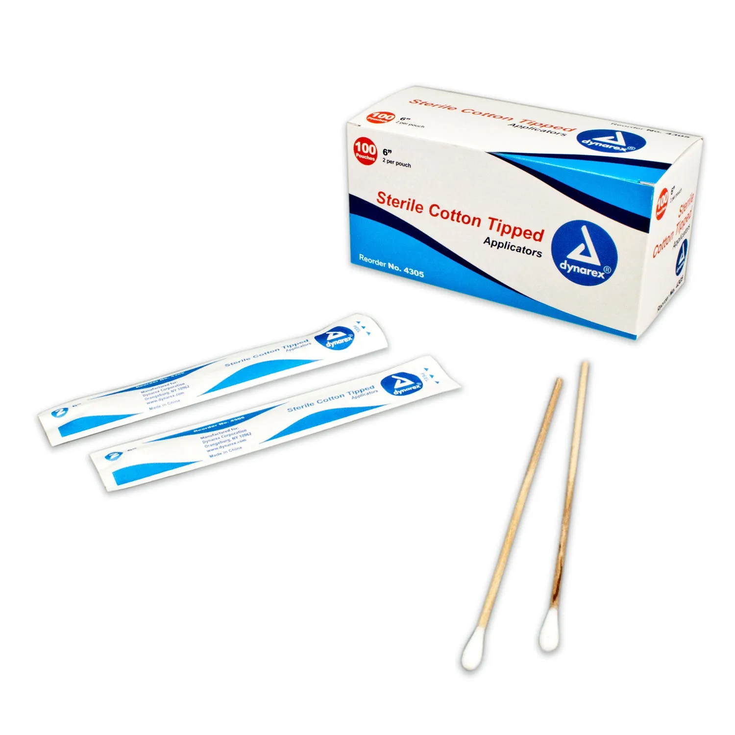 Dynarex - Sterile 6" Cotton Tipped Wood Applicators