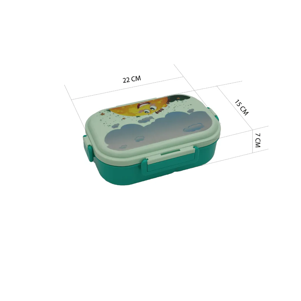 Galoof Cartoon Printed Colorful Lunch Box for School Kids (Green)