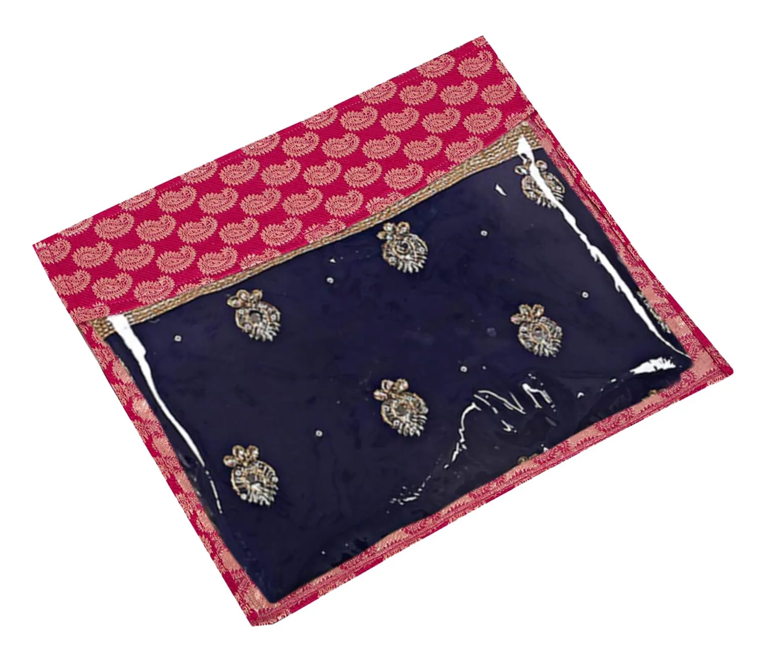 Heart Home Carry Design Single Saree Cover/Organizer With Transparent Top- Pack of 6 (Pink)-HS43HEARTH26139