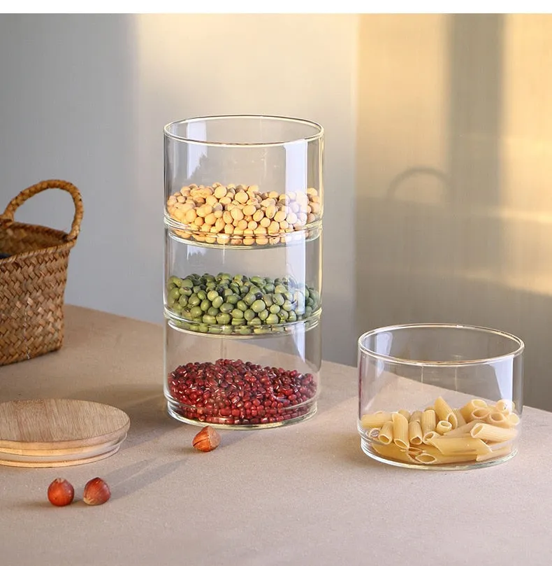 High Borosilicate Transparent Glass Storage Tank Combined Bamboo Lid