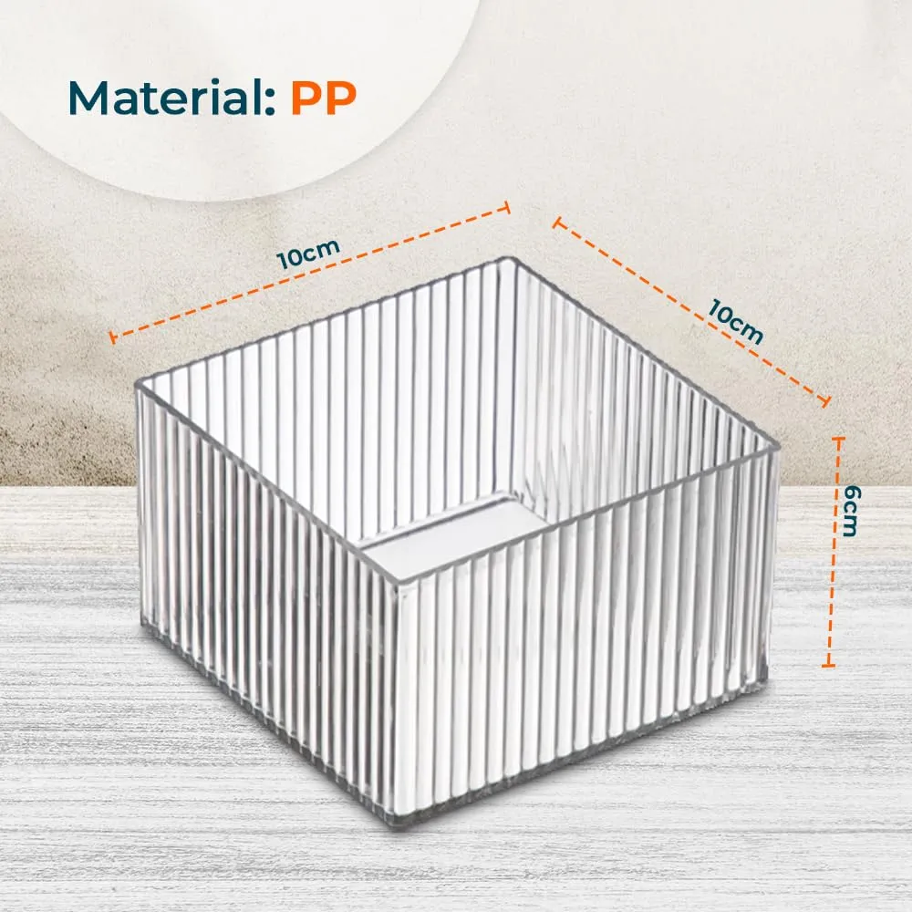 Homestic Sqaure Cutlery/Cosmatic/Desk Organizer|Basket For Storage, Books, Toys (Transparent)