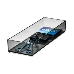 iDesign Cosmetic Drawer Organizer, 4" x 12" x 2", Smoke/Matte Black