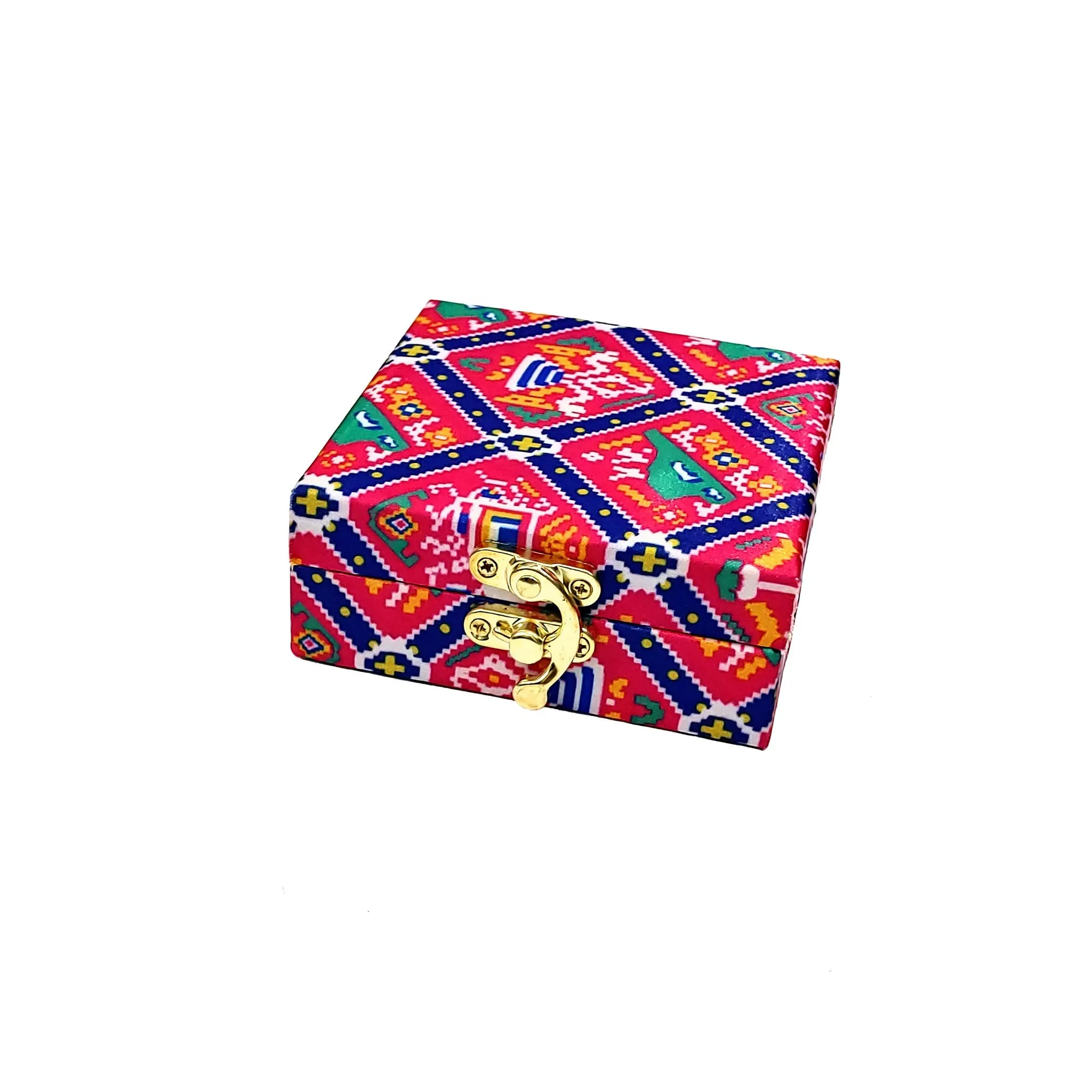 Indian Petals Square Wooden Gift Box for Return Gift Jewellery or Party favour Giftings