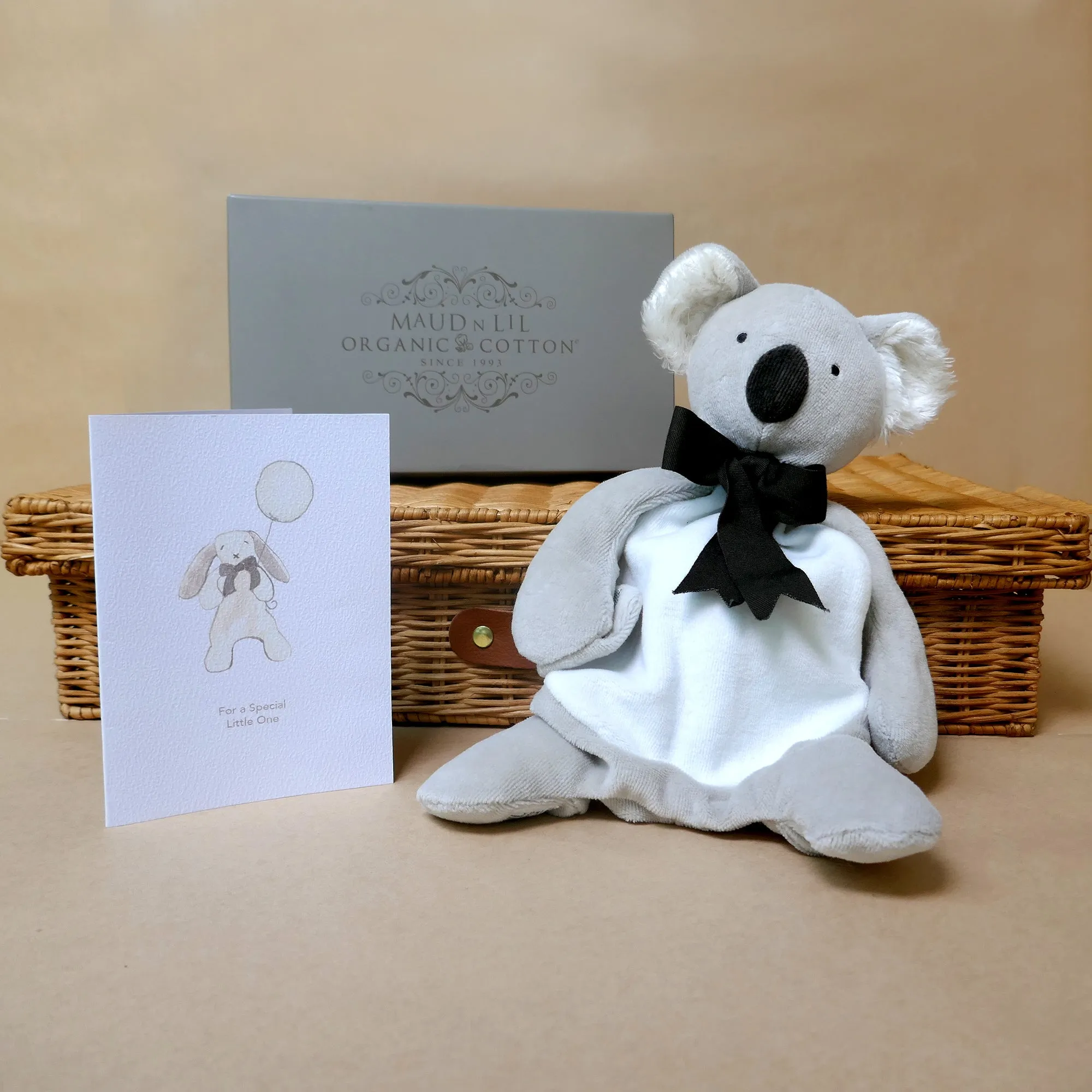 Koala Comforter Toy - Organic Cotton - Baby Gift Boxed - Ash Grey/ White - 30cm