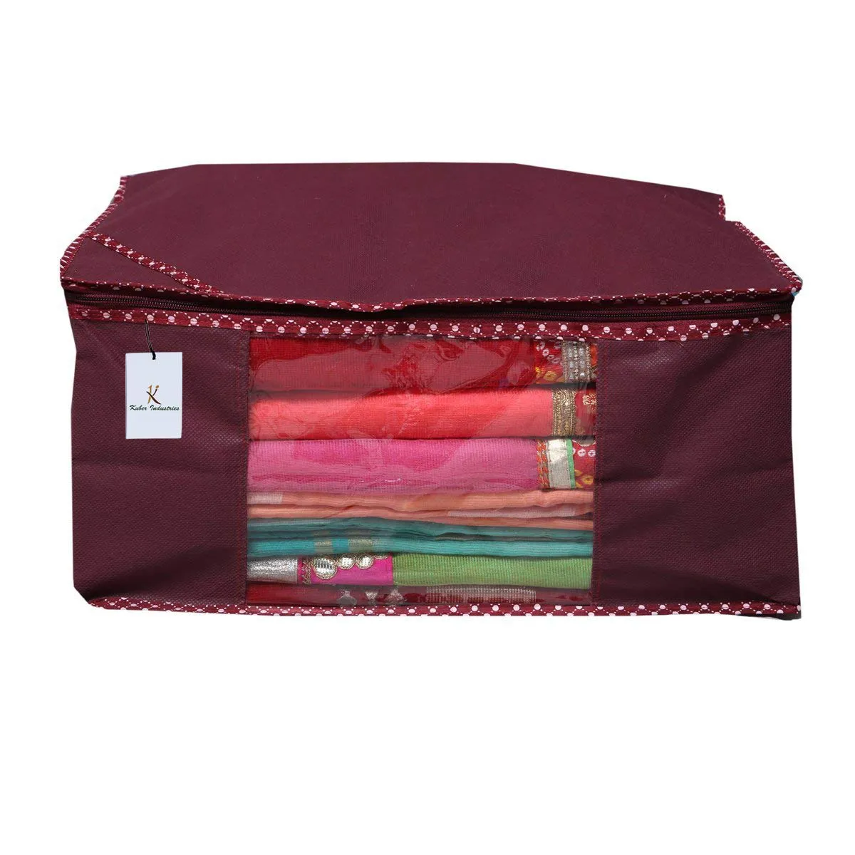 Kuber Industries Clothes Organizer For Wardrobe (Pack of 12) - Storage Organizer For Saree | Shirts | Salwaar Suit | Lehenga - Dress Organizer For Wardrobe - Saree Covers With Zip (Maroon)