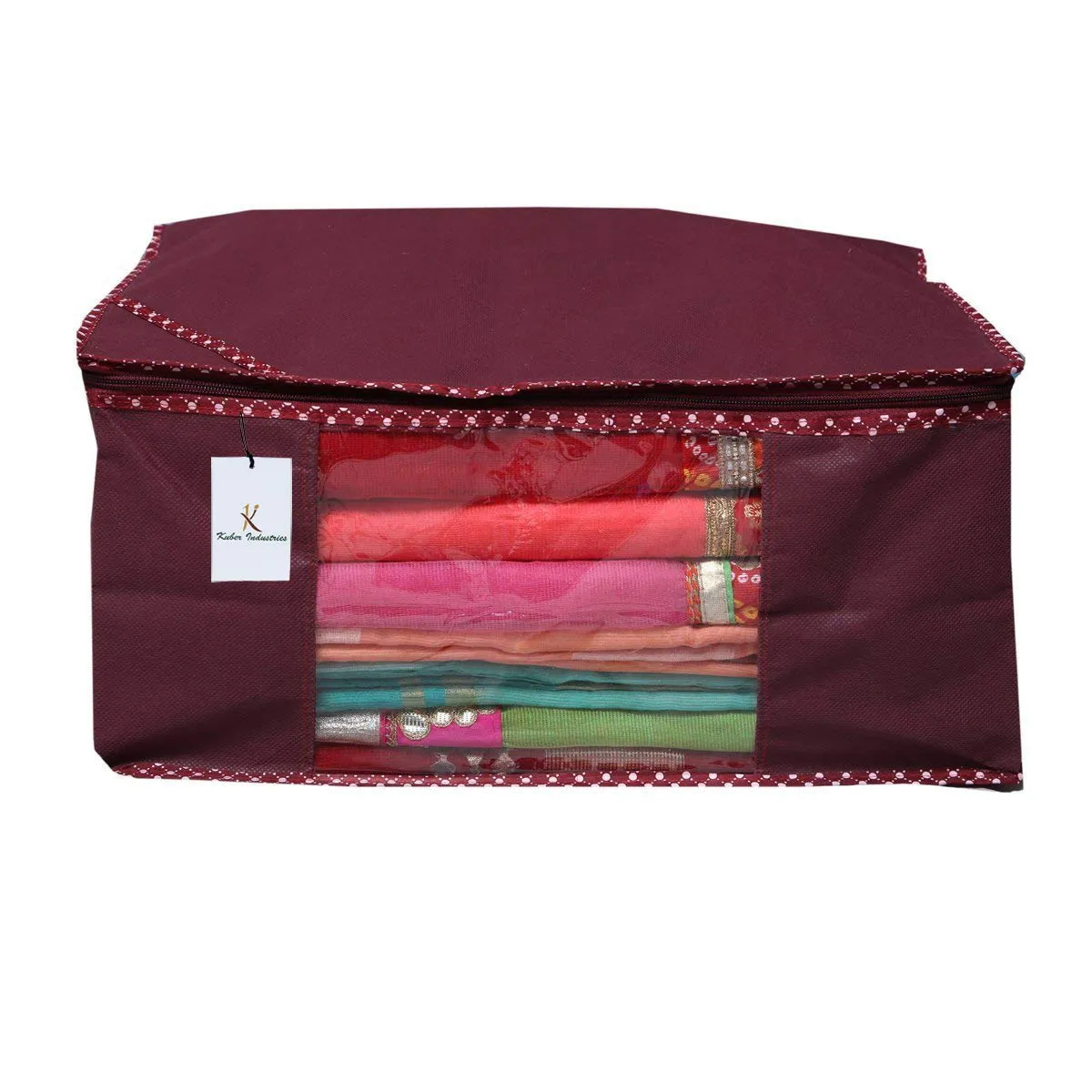 Kuber Industries Clothes Organizer For Wardrobe (Pack of 3) - Storage Organizer For Saree | Shirts | Salwar Suit | Lehenga - Dress Organizer For Wardrobe - Saree Covers With Zip (Maroon)