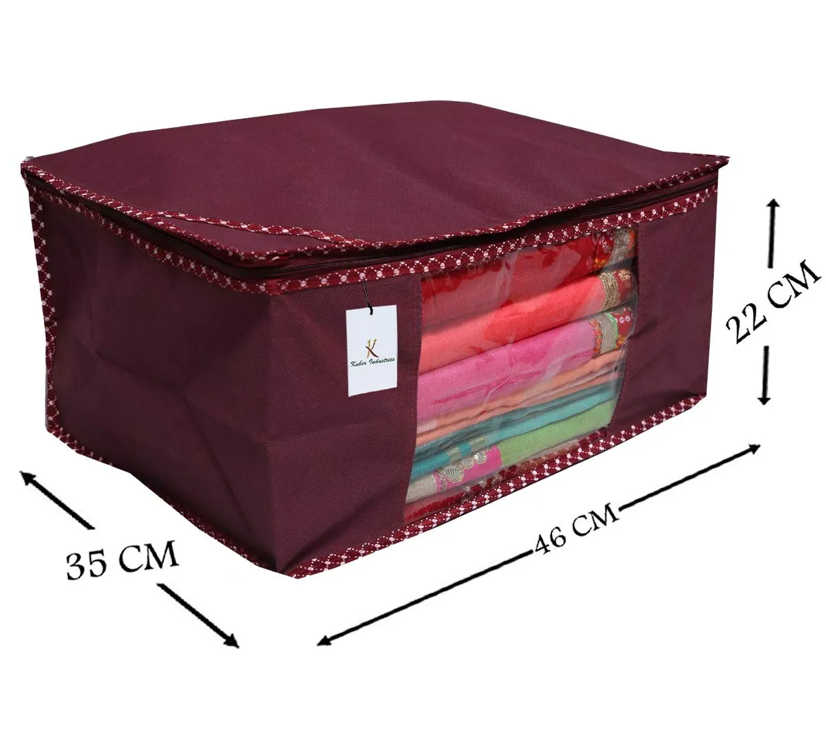 Kuber Industries Clothes Organizer For Wardrobe (Pack of 6) - Storage Organizer For Saree | Shirts | Salwaar Suit | Lehenga - Dress Organizer For Wardrobe - Saree Covers With Zip (Maroon)