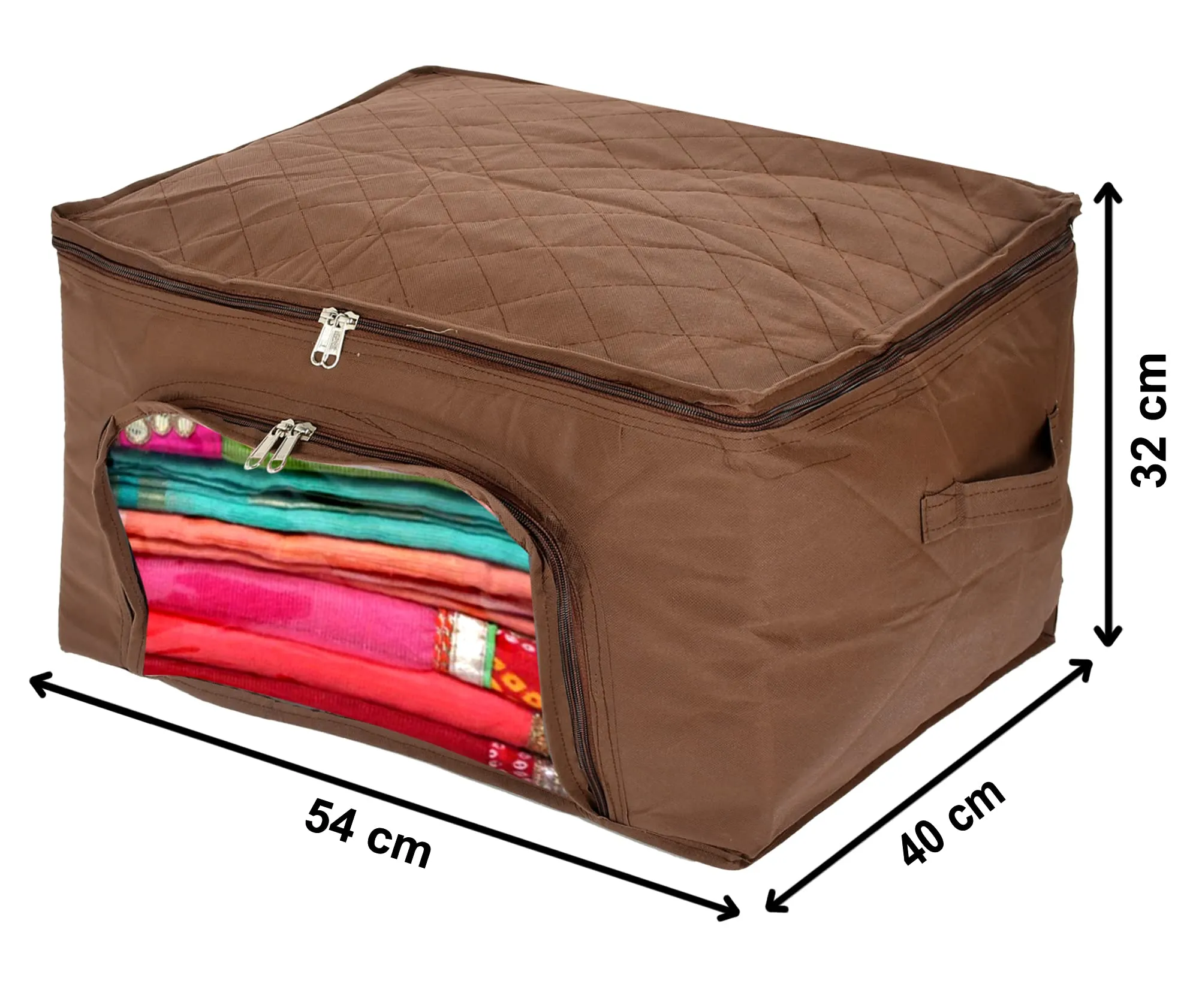 Kuber Industries Clothing Storage Bags, Under Bed Foldable Organizer, Store Blankets, Clothes With Zipper Tranasparent Window, 66 Litre (Brown)-HS_38_KUBMART21297