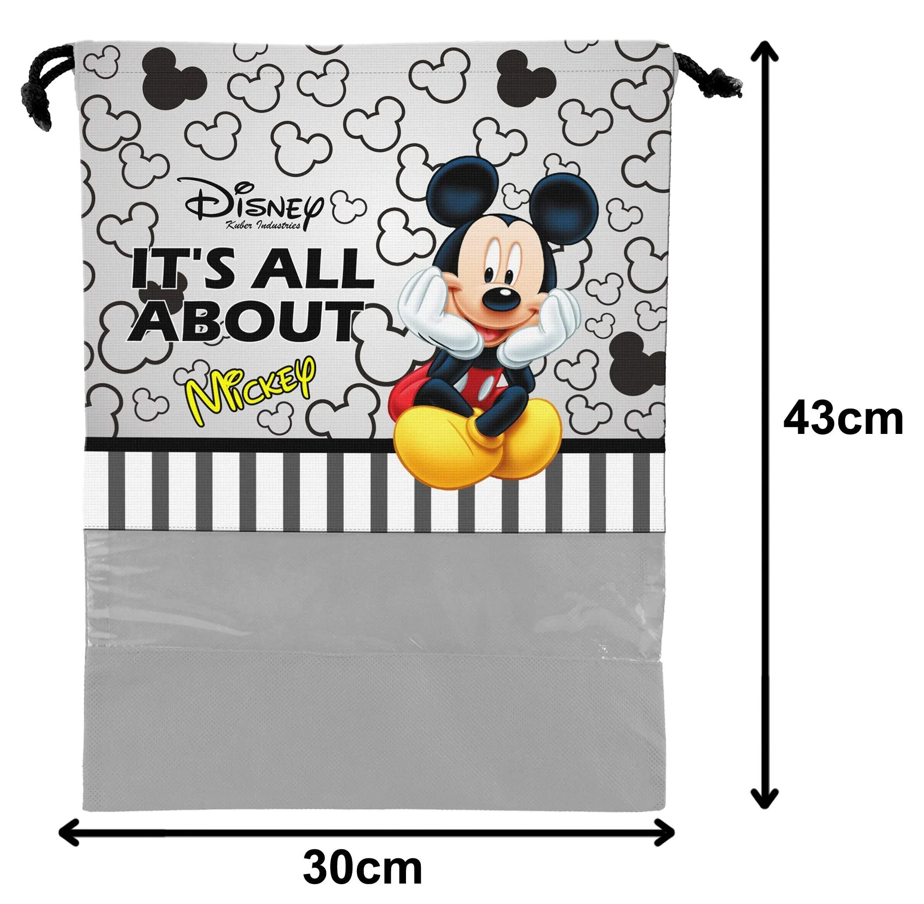 Kuber Industries Disney Print 6 Piece Non Woven Travel Shoe Cover, String Bag Organizer (Black & Grey) -HS_35_KUBMARTS18013