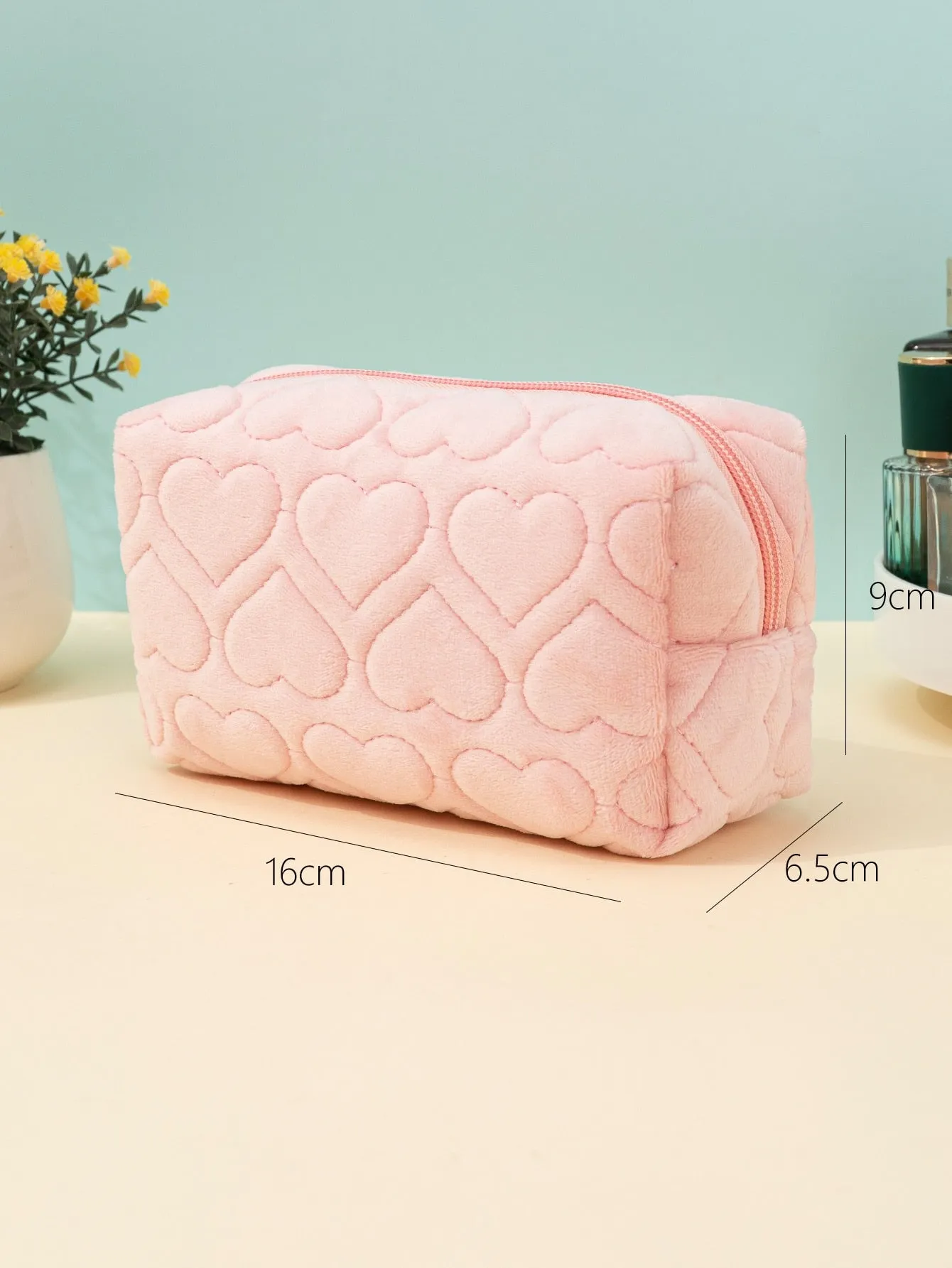 Love Pink Plush Makeup Bag Cosmetic Organizer Toiletries Bag Makeup Organizer