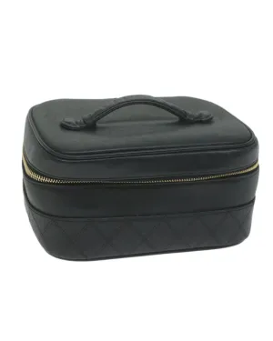 Luxurious Leather Vanity Cosmetic Pouch with Signature CC Design