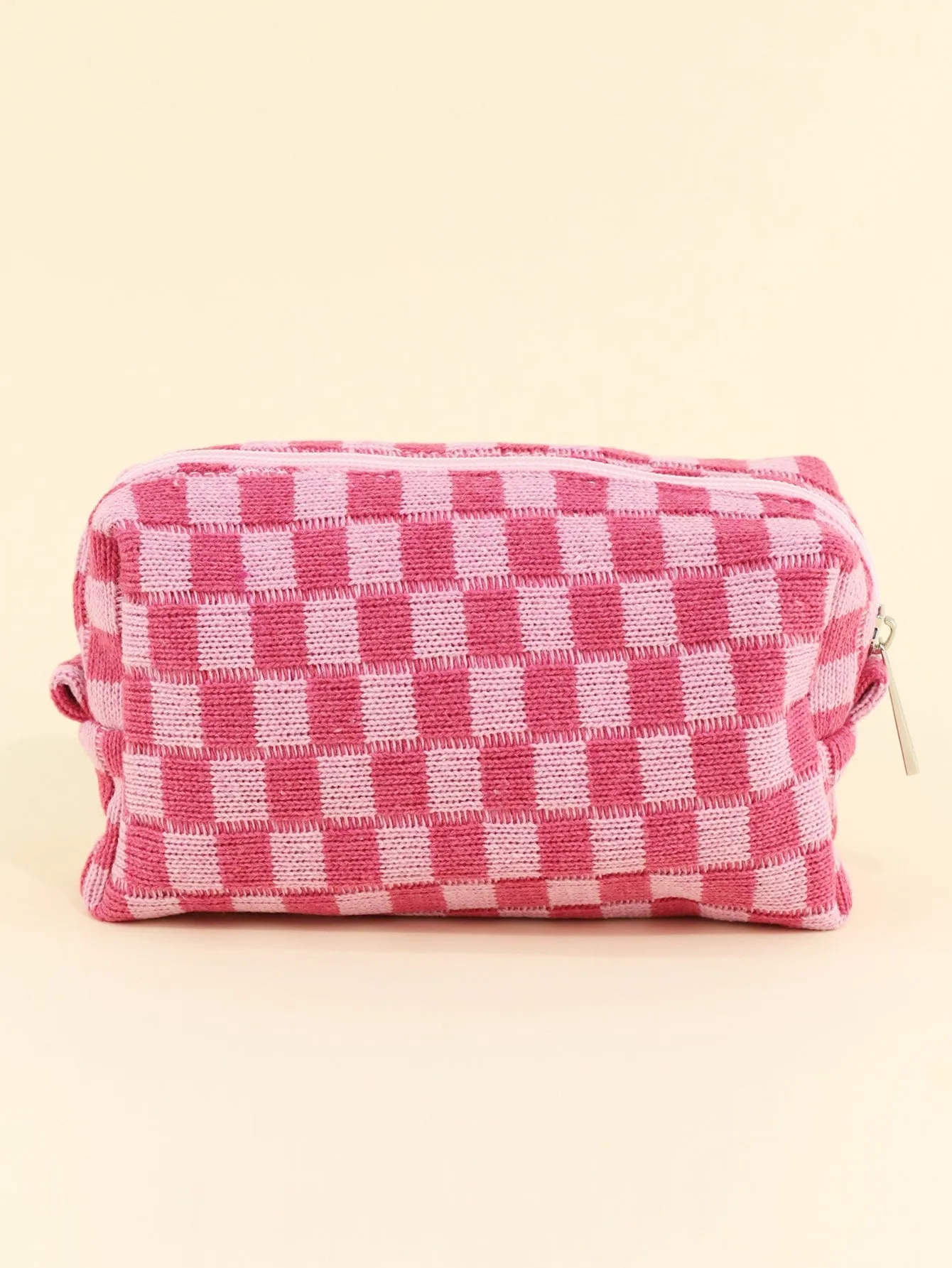 Pink Checkered Cosmetic Bag Makeup Bag Cosmetic Organizer Toiletries Bag Makeup