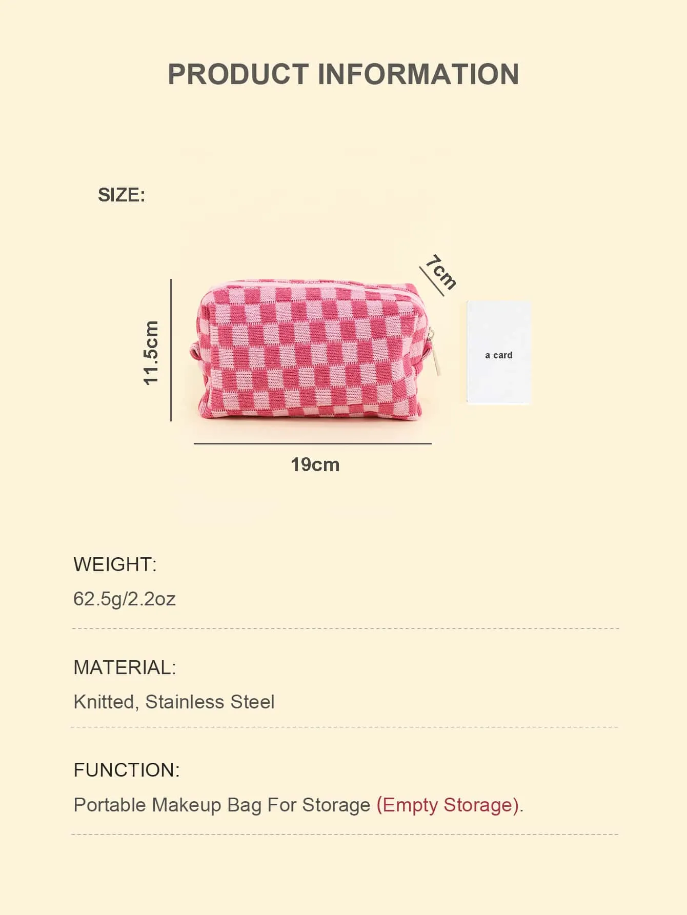 Pink Checkered Cosmetic Bag Makeup Bag Cosmetic Organizer Toiletries Bag Makeup