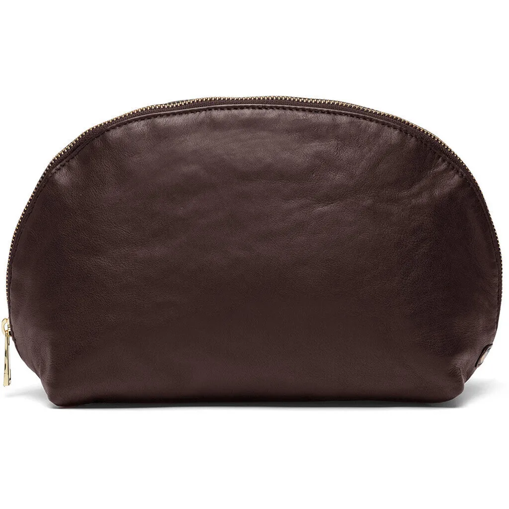 Soft and spacious leather cosmetic bag / 15918 - Winter Brown / Brass