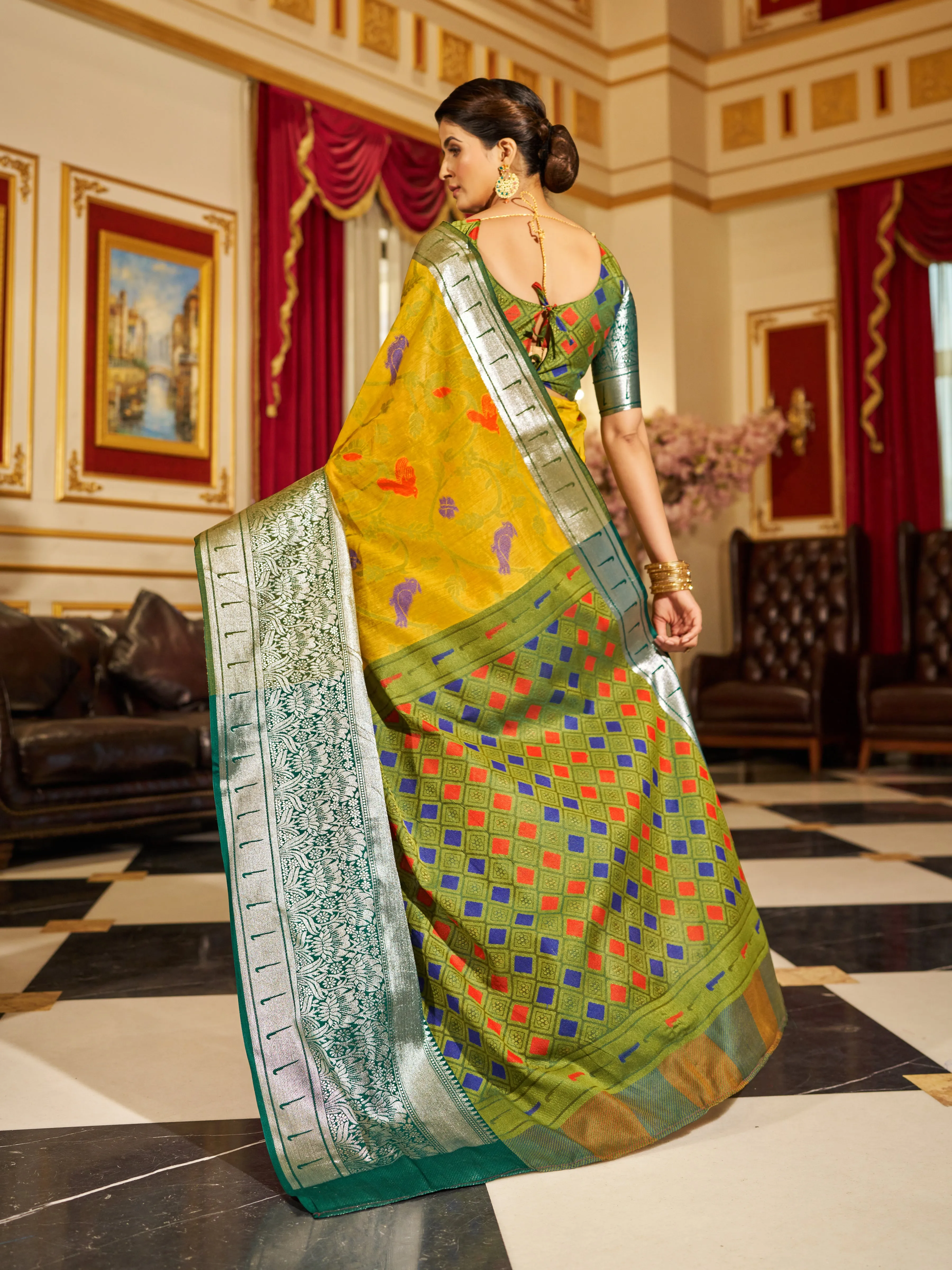 Sunshine Elegance - Yellow Soft Cotton Saree with Woven Design