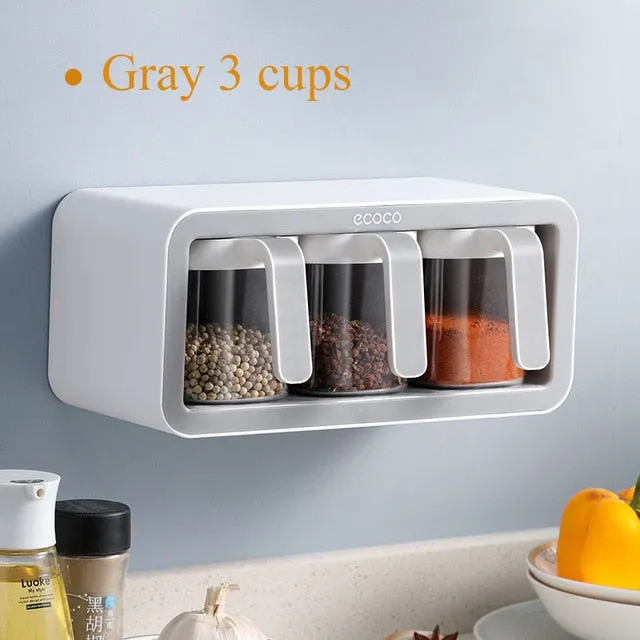 Wall Mount Multiple Grids Seasoning Organizer