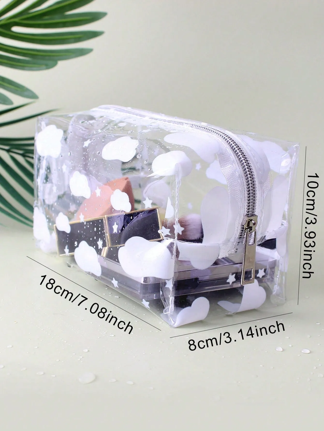 White Cloud Star Clear Makeup Bag Cosmetic Organizer Toiletries Bag Makeup