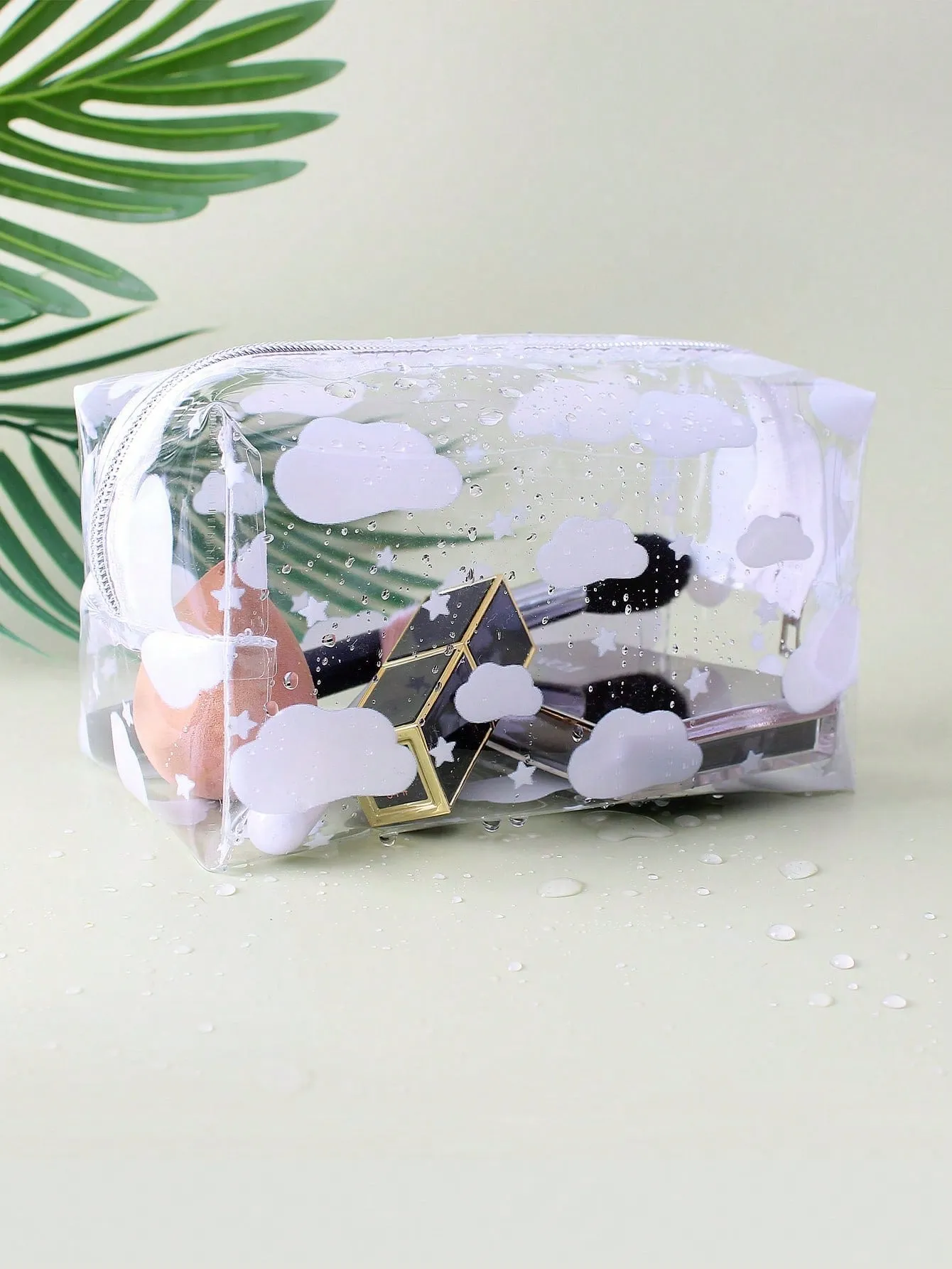 White Cloud Star Clear Makeup Bag Cosmetic Organizer Toiletries Bag Makeup